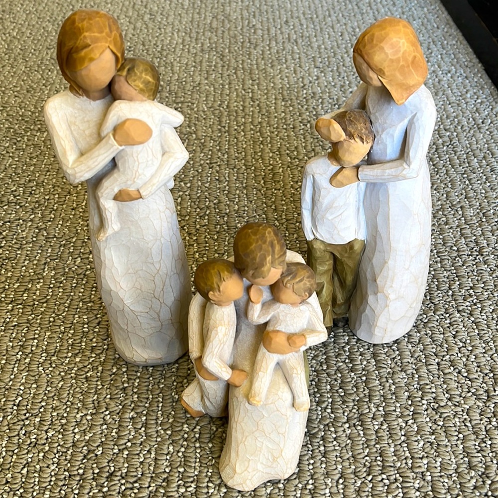 Three Willow Tree Figurines 1) Quietly; 2) Child of My Heart; 3) Mother and Son.